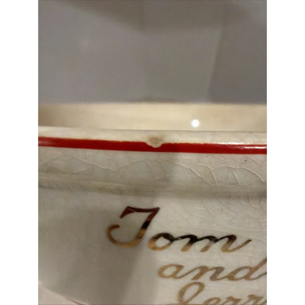 Vintage Tom and Jerry Punch Bowl Set 5 Universal Potteries 22 Carat Gold